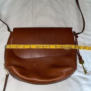 Brown leather fossil bag